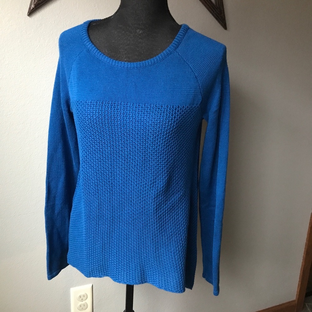 Nicole Miller Blue zip back high low knit sweater - Picture 3 of 8